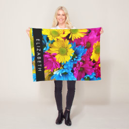 Farbenfrohe Blume, Daisis, Boho, Ihr Name Fleecedecke