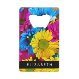 Farbenfrohe Blume, Daisis, Boho, Ihr Name Geldbeutel Flaschenöffner