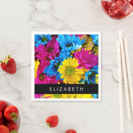 Farbenfrohe Blume, Daisis, Boho, Ihr Name Serviette