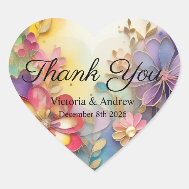 Farbenfrohe Blume Danke Stickers (Vorderseite)