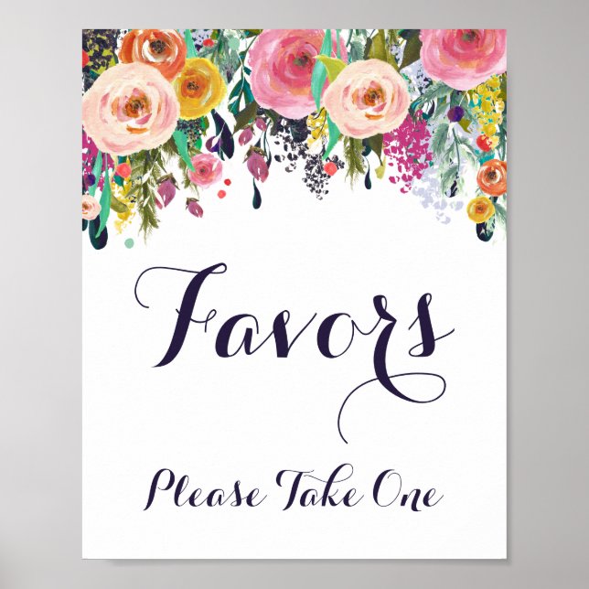 Farbenfrohe Blume Duschfavoriten Bitte ein Zeichen Poster (Vorne)