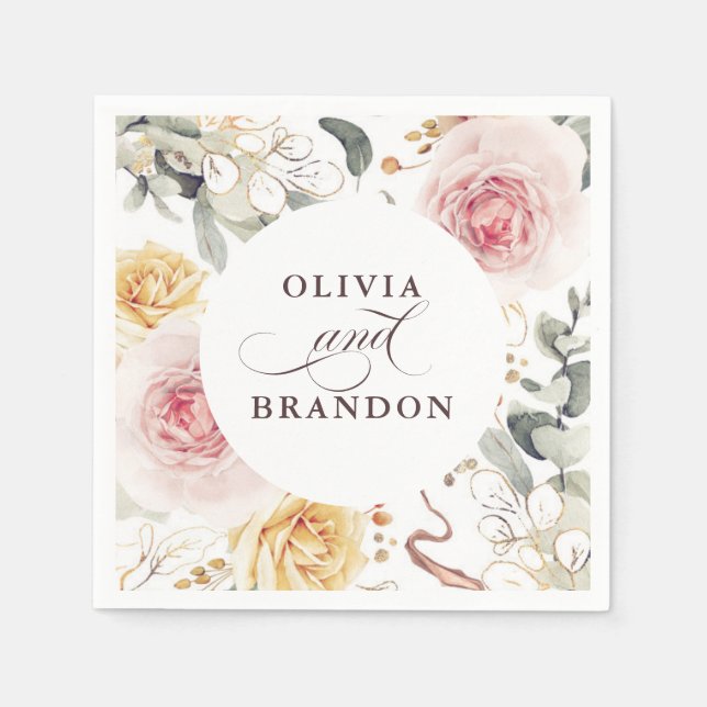 Farbenfrohe Blume Elegante Hochzeit Serviette (Vorderseite)