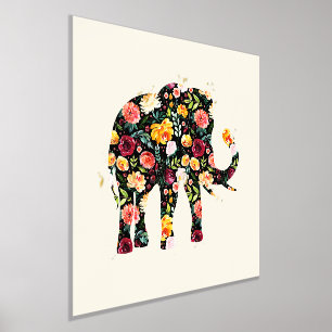 Farbenfrohe Blume Elephant Illustration Foliendrucke