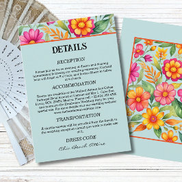 Farbenfrohe Blume Fiesta Mexican Wedding Details Begleitkarte