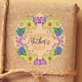 Farbenfrohe Blume Foliage Mother Day Runder Aufkleber