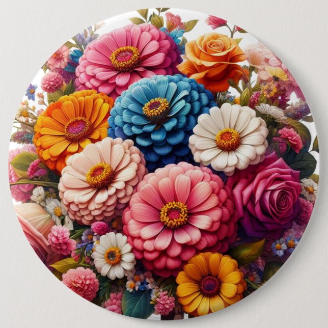 Farbenfrohe Blume/Frühling Zinnia/Rose Button (Vorderseite)