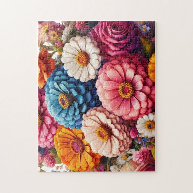 Farbenfrohe Blume/Frühling Zinnia/Rose Puzzle (Vertikal)
