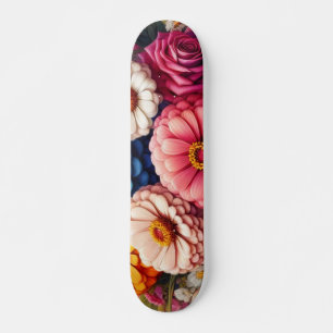 Farbenfrohe Blume/Frühling Zinnia/Rose Skateboard
