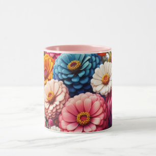 Farbenfrohe Blume/Frühling Zinnia/Rose Tasse