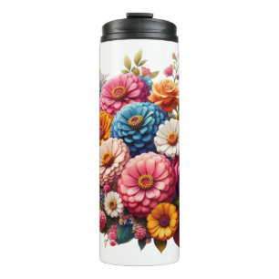 Farbenfrohe Blume/Frühling Zinnia/Rose Thermosbecher