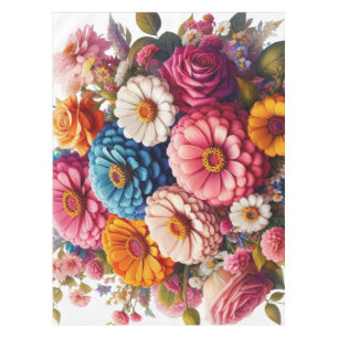 Farbenfrohe Blume/Frühling Zinnia/Rose Tischdecke