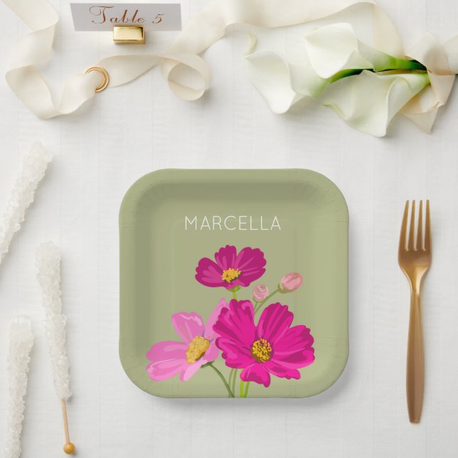 Farbenfrohe Blume für den hellen Gartenkosmos Pappteller (Hochzeit)