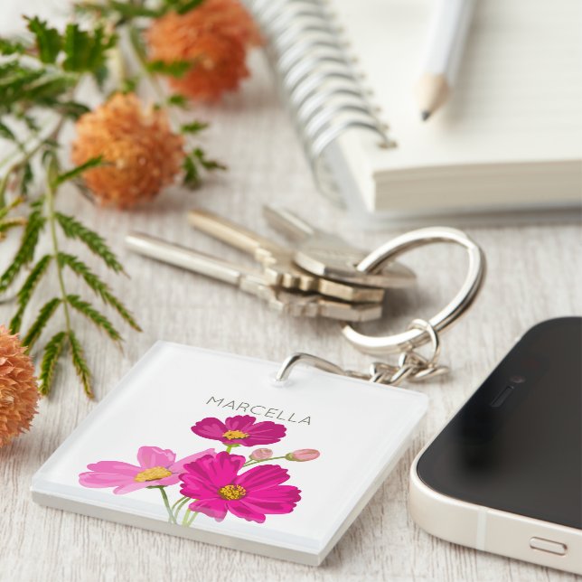 Farbenfrohe Blume für den hellen Gartenkosmos Schlüsselanhänger (Vorderseite rechts)