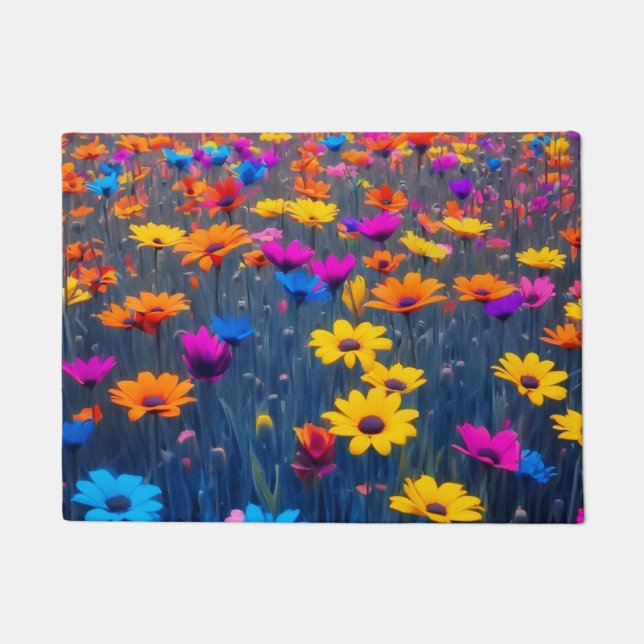 Farbenfrohe Blume Fußmatte (Vorderseite)