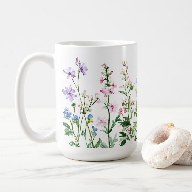 Farbenfrohe Blume Geschenk 🌸 Kaffeemaschine Tasse (Mit Donut)