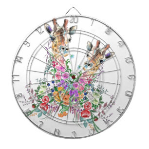 Farbenfrohe Blume Giraffe Dart Board Dartscheibe