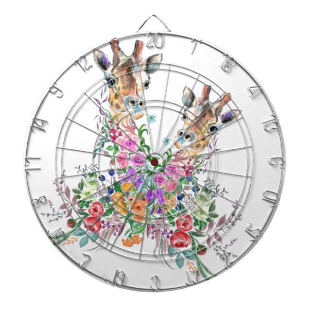 Farbenfrohe Blume Giraffe Dart Board Dartscheibe (vorne)