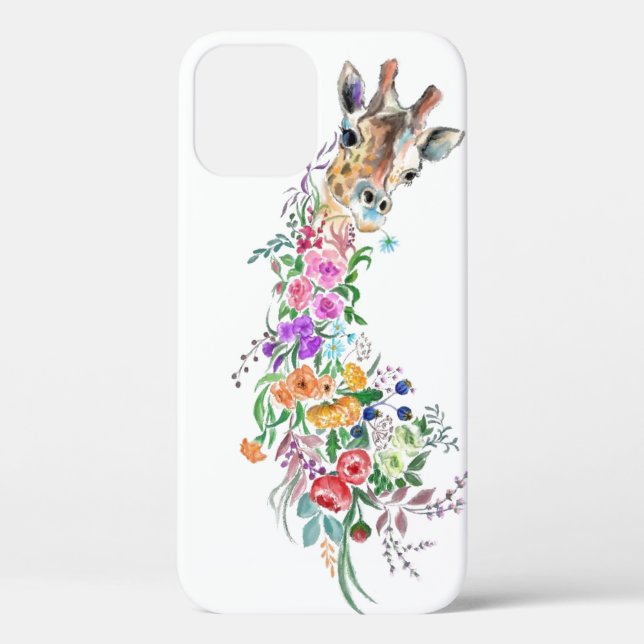Farbenfrohe Blume Giraffe iPhone Case (Rückseite)