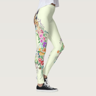 Farbenfrohe Blume Giraffe Leggings Frühjahrsdesign