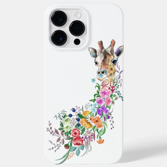 Farbenfrohe Blume Giraffe-Malerei Frühling Case-Mate iPhone Hülle (Rückseite)
