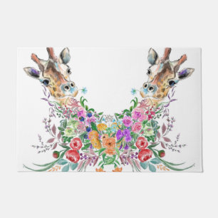 Farbenfrohe Blume Giraffes Türmatten Fußmatte