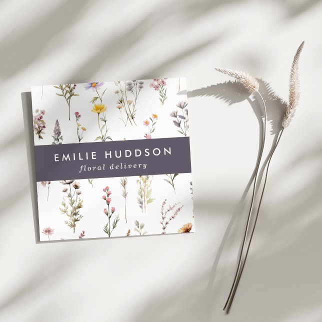 Farbenfrohe Blume, Grüne, Floristrie, Blume Shop Quadratische Visitenkarte (Von Creator hochgeladen)