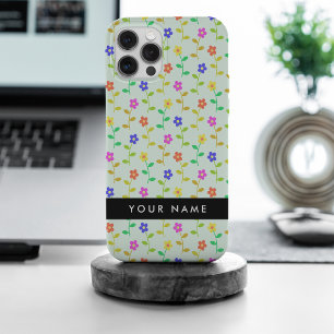 Farbenfrohe Blume, hellgrüner Hintergrund, schwarz Case-Mate iPhone Hülle
