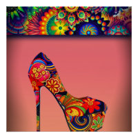 Farbenfrohe Blume High Heel