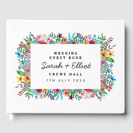 Farbenfrohe Blume Hochzeitsbuch Gästebuch