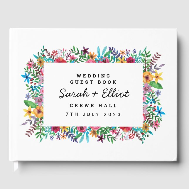 Farbenfrohe Blume Hochzeitsbuch Gästebuch (Vorderseite)