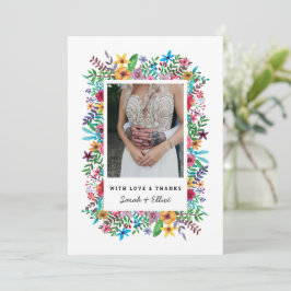 Farbenfrohe Blume Hochzeitsflat Danke Karte