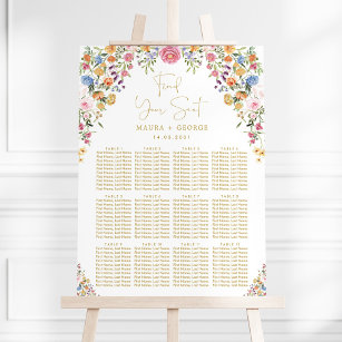 Farbenfrohe Blume Hochzeitskizze Poster