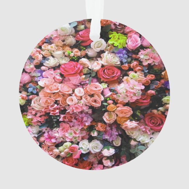 Farbenfrohe Blume im Blumenstrauß Ornament (Rückseite)