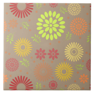 Farbenfrohe Blume in warmen Farbtönen Fliese