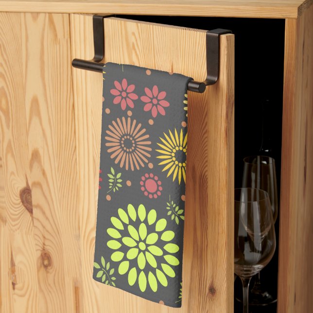 Farbenfrohe Blume in warmen Farbtönen Geschirrtuch (Drittel gefaltet)