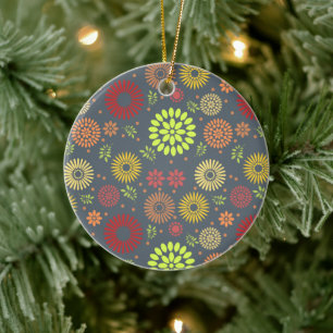 Farbenfrohe Blume in warmen Farbtönen Keramik Ornament