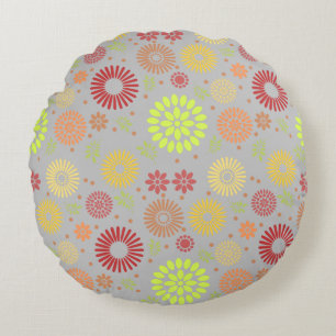 Farbenfrohe Blume in warmen Farbtönen Rundes Kissen