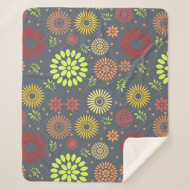 Farbenfrohe Blume in warmen Farbtönen Sherpadecke (Vorderseite)