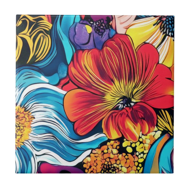 Farbenfrohe Blume iPhone Case Fliese (Vorderseite)