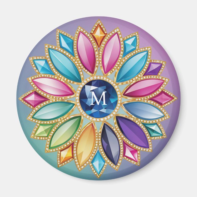 Farbenfrohe Blume Jewel Magnet (Vorne)