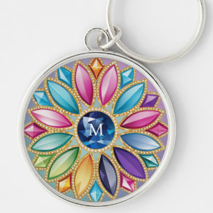 Farbenfrohe Blume Jewel Schlüsselanhänger