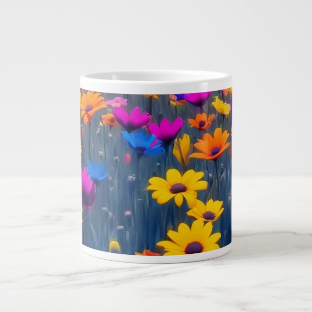 Farbenfrohe Blume Jumbo-Tasse (Vorderseite)