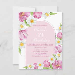 Farbenfrohe Blume Kindergeburtstag Postkarte