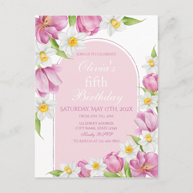 Farbenfrohe Blume Kindergeburtstag Postkarte (Vorderseite)