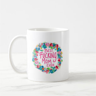 Farbenfrohe Blume Kranz Beste F*Mama je Kaffeetasse