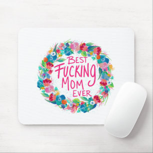 Farbenfrohe Blume Kranz Beste F*Mama je Mousepad