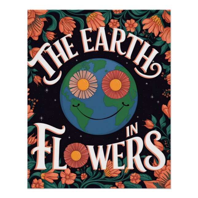 Farbenfrohe Blume Kunst Inspiriere Text Poster (Vorderseite)