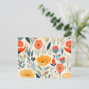 Farbenfrohe Blume Kunst Postkarte