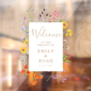 Farbenfrohe Blume Land Hochzeit Willkommen Fensteraufkleber