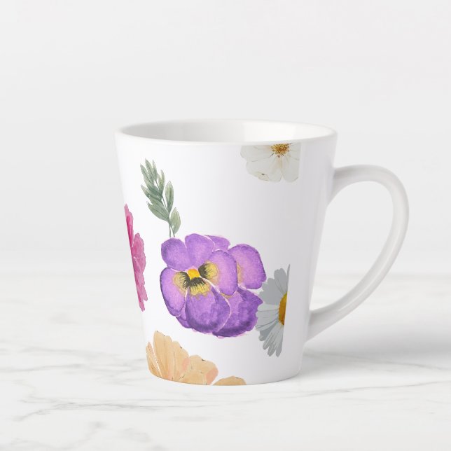 Farbenfrohe Blume Latte Tasse (Rechts)